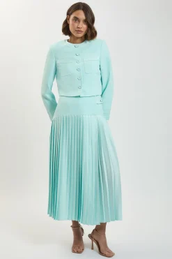 KarenMillen Jupe Plissée Ajustée En Satin Style Smoking<Femme Tailleurs|Jupes