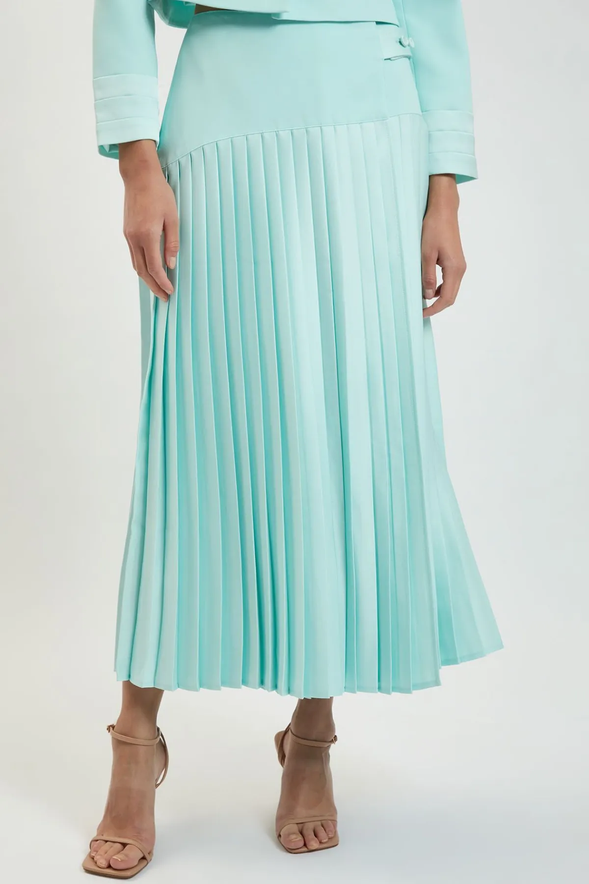 KarenMillen Jupe Plissée Ajustée En Satin Style Smoking<Femme Tailleurs|Jupes