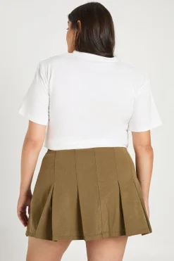 Jupe Plissée en Sergé Utilitaire Grande Taille