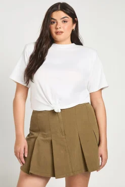 Jupe Plissée en Sergé Utilitaire Grande Taille