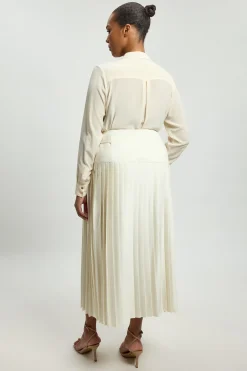 Jupe Plissée Grande Taille En Satin Coupe Smoking