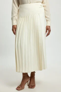 Jupe Plissée Grande Taille En Satin Coupe Smoking