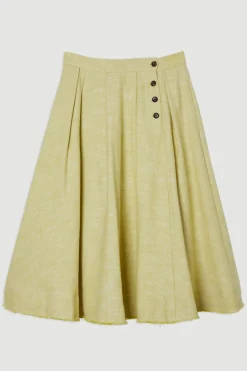 Jupe Plissée Évasée en Tweed de Printemps Ajustée