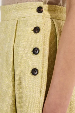 Jupe Plissée Évasée en Tweed de Printemps Ajustée