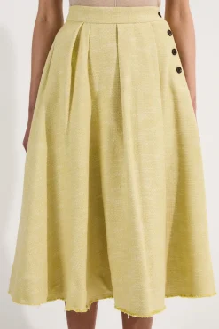 Jupe Plissée Évasée en Tweed de Printemps Ajustée