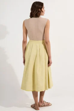 Jupe Plissée Évasée en Tweed de Printemps Ajustée