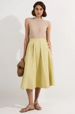 Jupe Plissée Évasée en Tweed de Printemps Ajustée