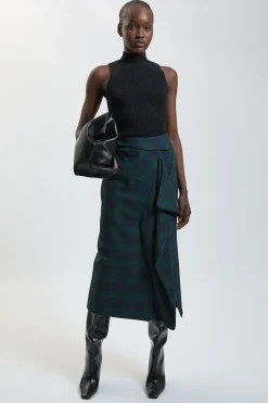 KarenMillen Jupe Portefeuille À Carreaux Écossais<Femme Jupes|Jupes