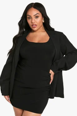 boohoo Jupe portefeuille froncée en bengaline grande taille<Femme Jupes|Jupes