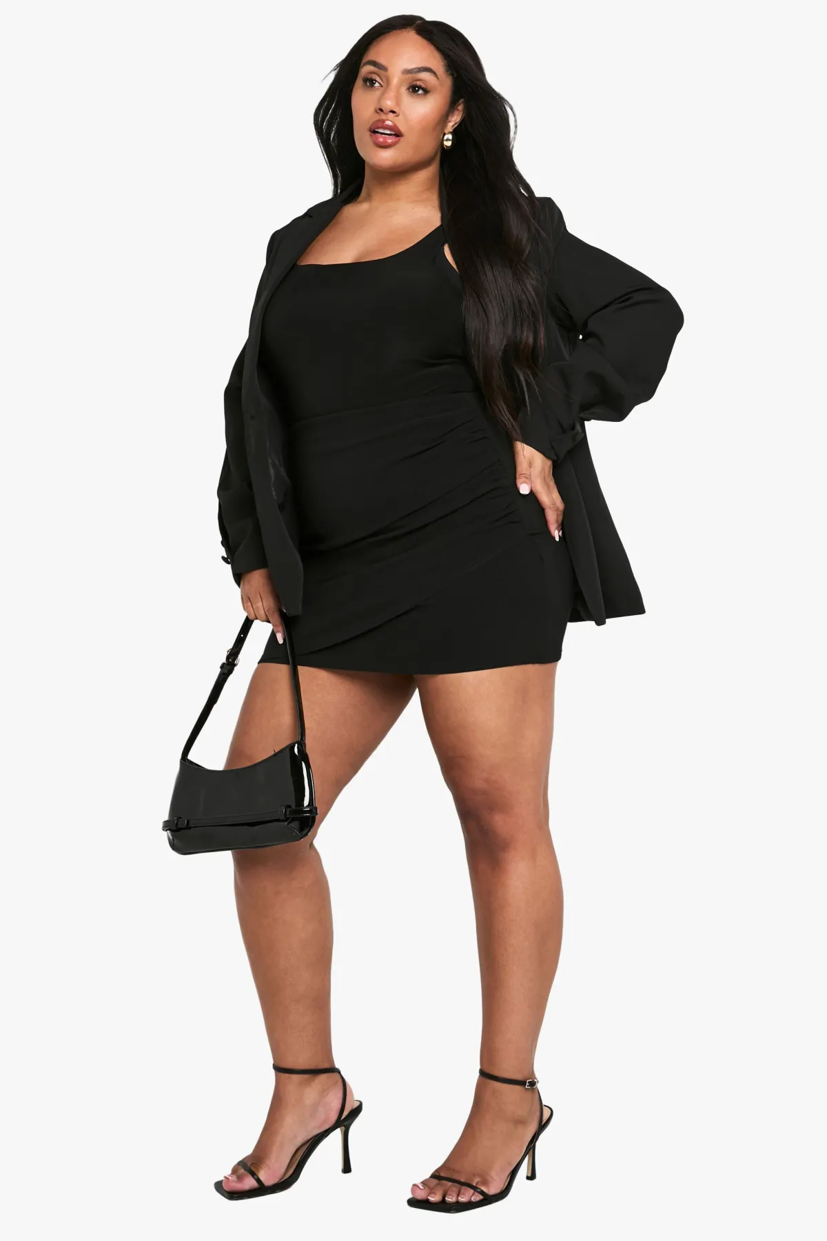 boohoo Jupe portefeuille froncée en bengaline grande taille<Femme Jupes|Jupes