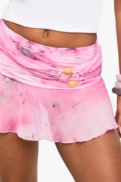 Jupe Rara de plage mini à perles tie-dye