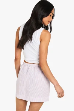 boohoo Jupe Seersucker Rayée à Taille à Cordon<Femme Jupes|Jupes