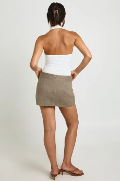 boohoo Jupe-short Ajustée À Chevrons Avec Détail Boutonné<Femme Tailleurs|Shorts