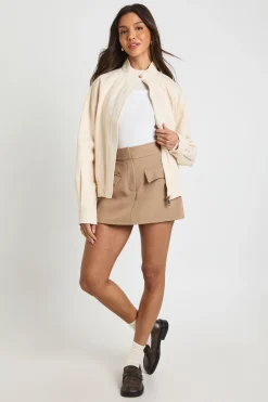 Jupe-short Ajustée Chinée À Détail De Poches