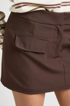 Jupe-short Chiné À Détail De Poches