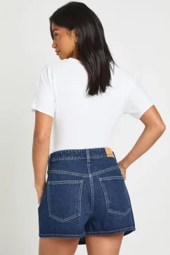 boohoo Jupe-short En Denim À Devant Croisé Petite<Femme Denim|Shorts