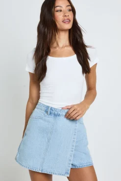 Jupe-short En Denim À Effet Portefeuille Tall