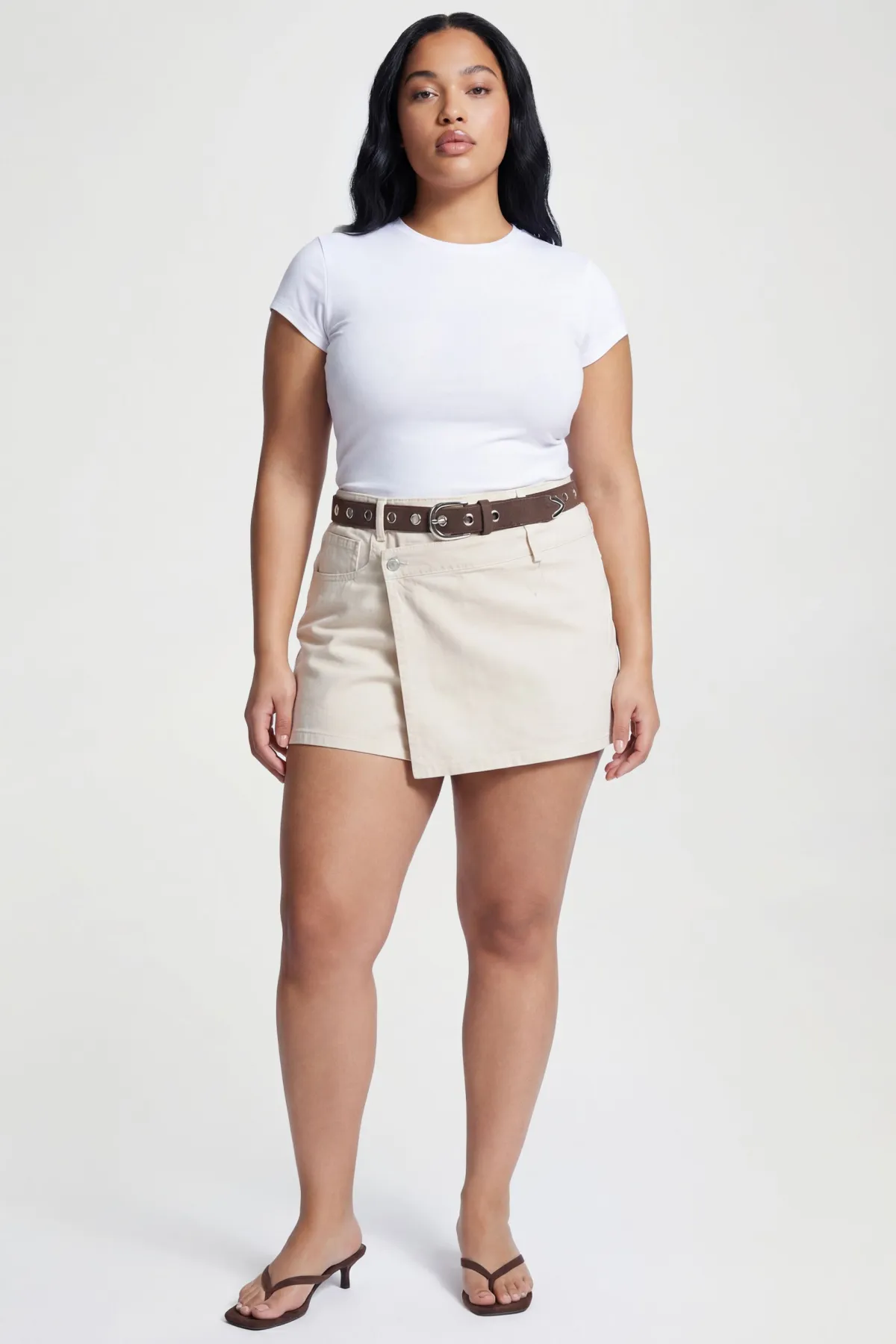 boohoo Jupe-short En Denim Grande Taille<Femme Denim|Shorts