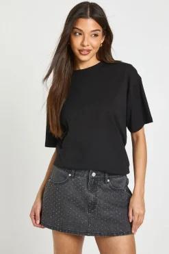 boohoo Jupe-short En Denim Ornée De Strass<Femme Denim|Shorts