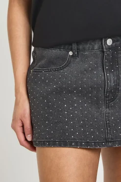 boohoo Jupe-short En Denim Ornée De Strass<Femme Denim|Shorts