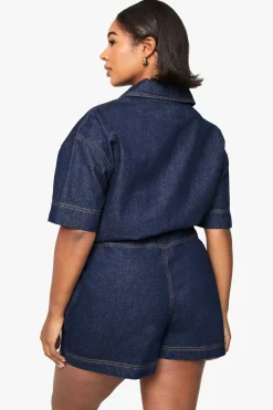Jupe-short en denim style wrap Plus