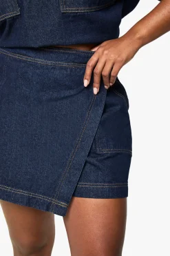 Jupe-short en denim style wrap Plus