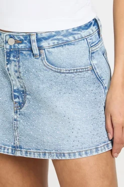 Jupe-short En Jean Ornée De Strass