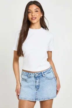 Jupe-short En Jean Ornée De Strass