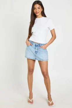 Jupe-short En Jean Ornée De Strass