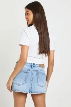 Jupe-short En Jean Ornée De Strass