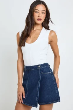 boohoo Jupe-short En Jean Portefeuille Coupe Tall<Femme Denim|Shorts