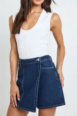boohoo Jupe-short En Jean Portefeuille Coupe Tall<Femme Denim|Shorts