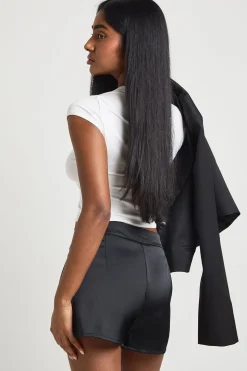 Jupe-short En Satin Avec Bordure En Dentelle