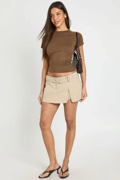 Jupe-short En Sergé Avec Boucle Devant