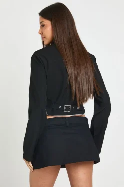 Jupe-short En Sergé Avec Boucle Devant