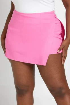 Jupe-short Grande Taille Aspect Lin Devant Cache-cœur