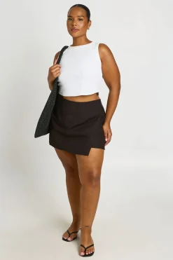 Jupe-short Grande Taille Aspect Lin Devant Portefeuille