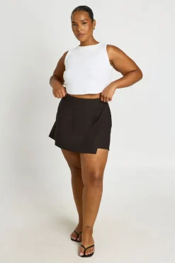 Jupe-short Grande Taille Aspect Lin Devant Portefeuille