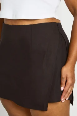 Jupe-short Grande Taille Aspect Lin Devant Portefeuille