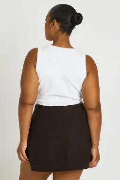 Jupe-short Grande Taille Aspect Lin Devant Portefeuille