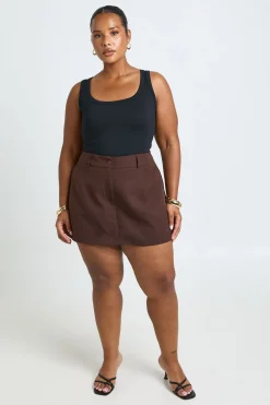 Jupe-short Grande Taille À Détail De Poches Ajustée