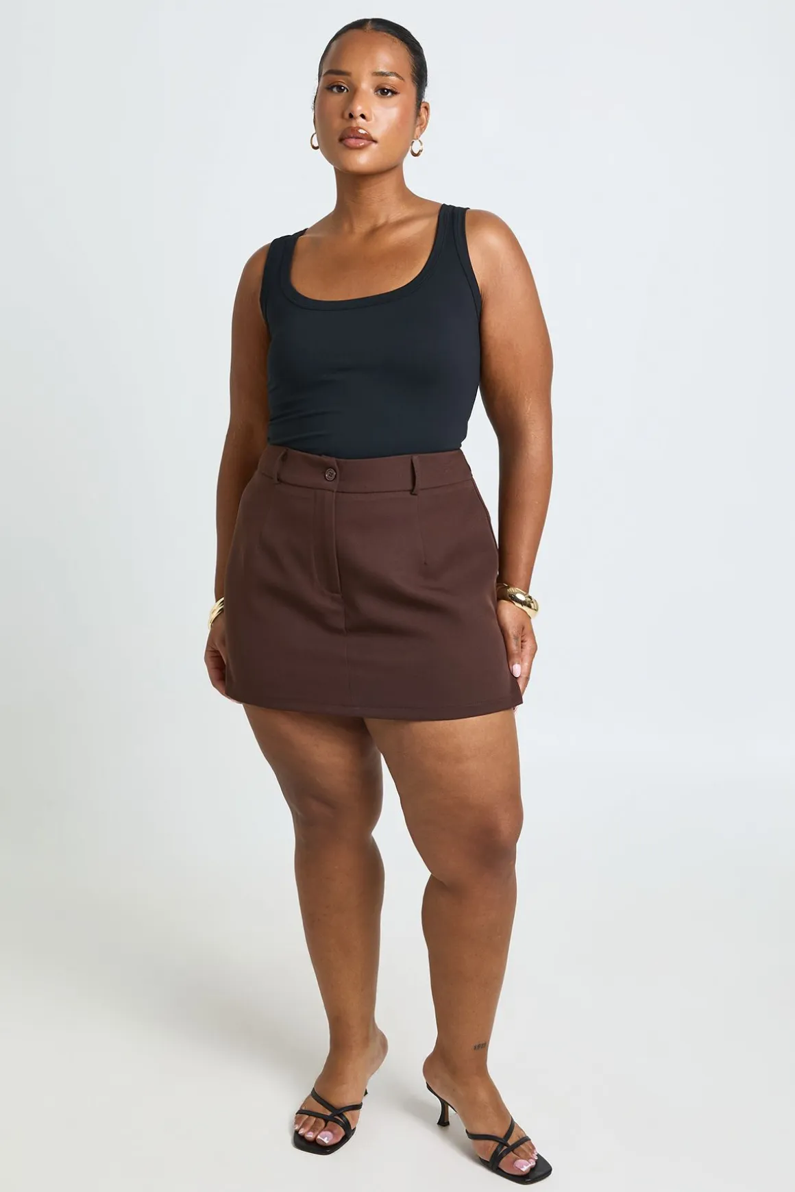 Jupe-short Grande Taille À Détail De Poches Ajustée