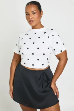 Jupe-short Grande Taille En Satin À Liens Latéraux