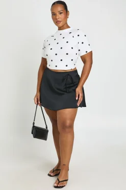 Jupe-short Grande Taille En Satin À Liens Latéraux