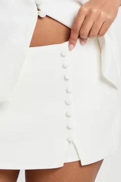 Jupe-short Mini Ajustée À Détail Boutonné