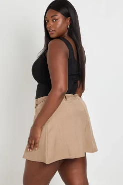Jupe-short Mini En Crêpe Grande Taille Avec Ceinture Tressée