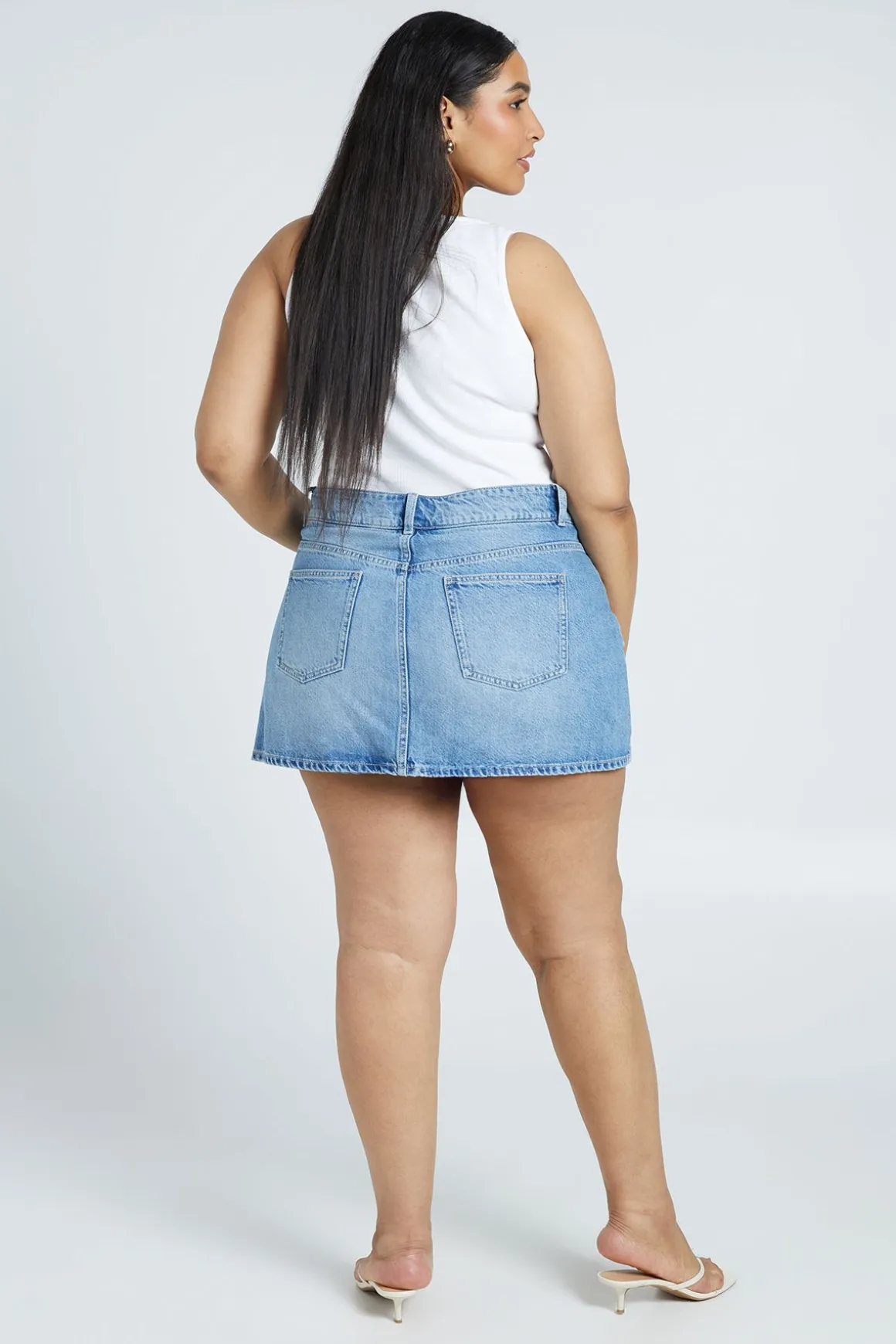 Jupe-short Mini En Denim Grande Taille