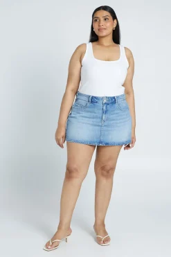 Jupe-short Mini En Denim Grande Taille