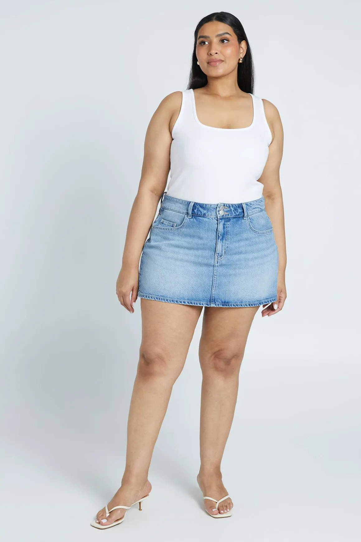 Jupe-short Mini En Denim Grande Taille