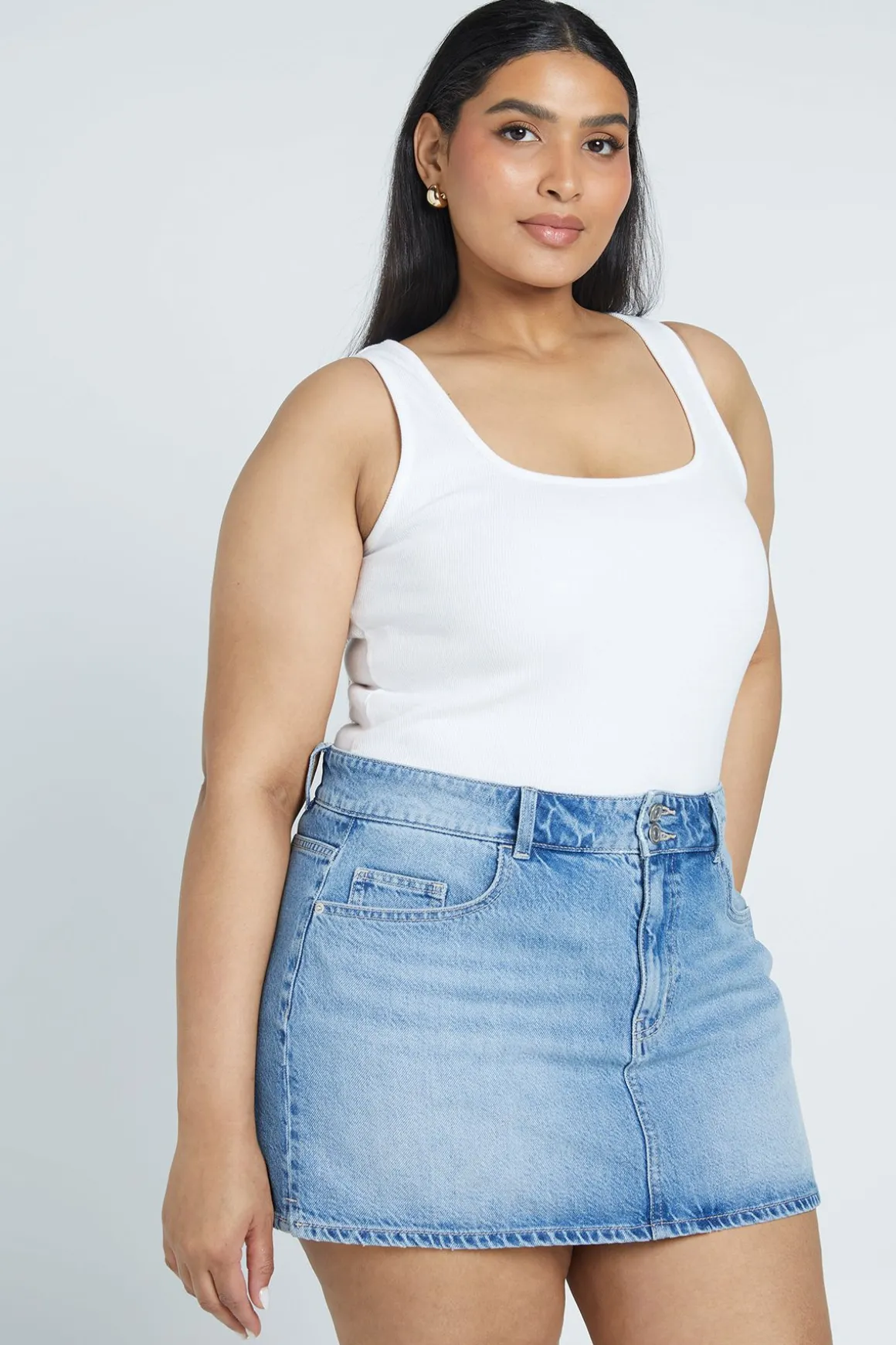 Jupe-short Mini En Denim Grande Taille